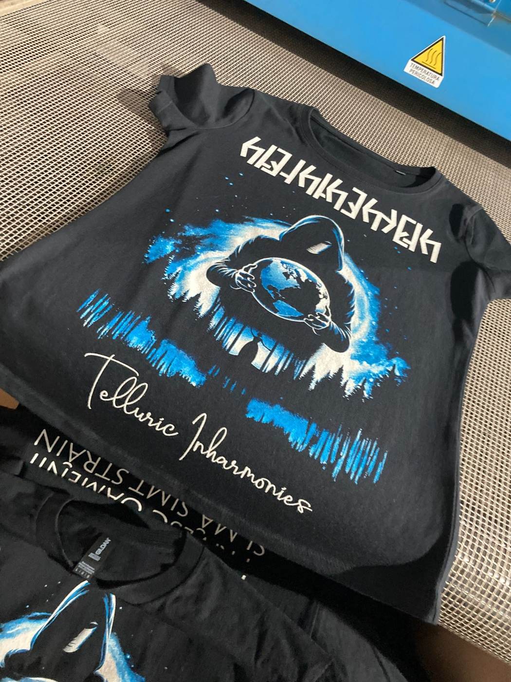 Detailed custom print on black heavy metal band apparel